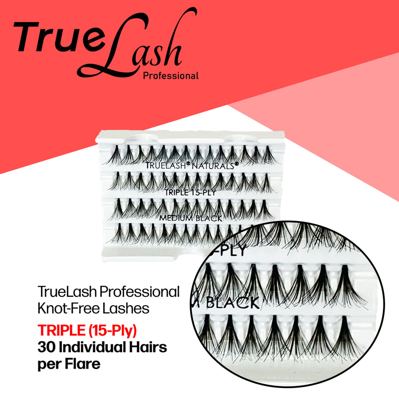 TrueLash Knot-Free Eyelash Extension, TRIPLE, 15-Ply, Short